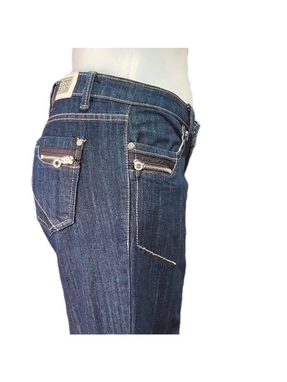 Vintage EXOCET Straight Leg Dark Wash Zipped Pockets Junior Denim Jeans - Picture 6 of 9